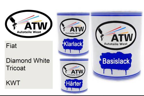 Fiat, Diamond White Tricoat, KWT: 1L Lackdose + 1L Klarlack + 500ml Härter - Set, von ATW Autoteile West.